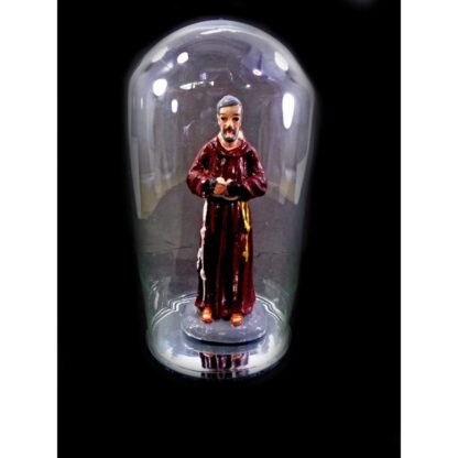 Padre Pio Religious Figurines Home Decor Display in Double Glass Dome Base 5"